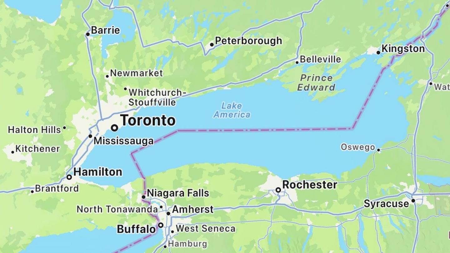 Apple Maps Renames Lake Ontario to Lake America for U.S. Users